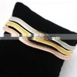 Wave Shaped Women Stainless Steel Sandblasted Bangle Bracelet