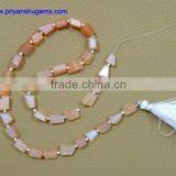 Peach Crystal Faceted Gemstone Pierced Tumbling 6 * 10-8 * 12 mm Roll Shape, 16 "chain Length of 100% Natural Gemstones
