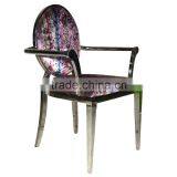 Round Back Armrest Tufted Dining Chair Steel thumbnail-1