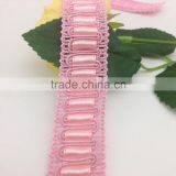 wenzhou kaiyuan flat ribbon braid polyester pink lace trim