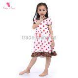 Hot Pink Red Dots With Brown Ruffle Summer Boutique Baby Girl Dress Candy Baby Girl Beautiful Fancy Dress thumbnail-6