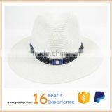 New Cheap Fashion Wholesale Striped White Paper Panam Customized Unisex Straw Hat thumbnail-1