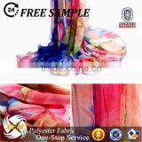 High multi chiffon rainbow colored chiffon fabric