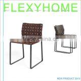 Scandinavian style Library Stackable Brown Leather and metal Chair