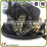 Black Top Hat With Metal Glasses And Plumage Decorative Luxury Hat thumbnail-4