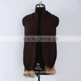 Popular Warm Crochet Scarf Real Fur Pom Pom Crochet Scarf With Hats thumbnail-3