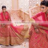 Sumptuous Hot Pink Embroidered Work Net A Line Lehenga Choli/buy Designer Lehengas Online thumbnail-1