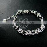 19cm Silver Plated Brass Faceted Rhombic Link Fashion DIY Bracelet Supplies 1900071 thumbnail-1