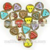 Fancy 2 Holes Colorful Red, Blue, Yellow, Coffee Triangle Oil Enameling Coconut Shell Button thumbnail-1