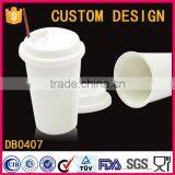 Christmas Wholesale Cheap Double Wall Ceramic Tumblers, Travel Coffee Mug With Silicone Lid thumbnail-2