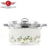 Useful White Color With Flower Decal Stainless Steel Handle Houseware Cooking Pot thumbnail-2