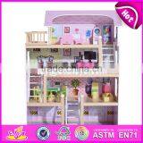 2017 Best Luxurious 4 Floors Children Wooden Dollhouse Kits With Garage W06A238 thumbnail-4