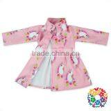 2017 New Pink Color Unicorn Prints Little Girls Coats Jackets High Collar Warm Cotton Kids Winter Jackets Whloesale Baby Jacket thumbnail-1