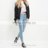 2016 Ladies Sexy White Ribbed Stripe Crop Top HST8040 thumbnail-2