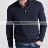 High Quality Wholesale Knit Wear Men's Button High-neck Sweater With Suedette Elbow Patches (BKNM16) thumbnail-1