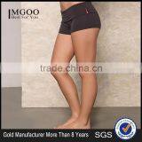 MGOO Manufacturer Custom Made Black Yoga Stretch Shorts Black High Waist Nylon Spandex Dri Fit Shorts thumbnail-1