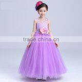 2017 Girls Long Party Dress Sheer Shoulder Flowers Frocks thumbnail-1