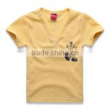 R&H V neck short Sleeve OEM cotton new fashion Child clothing, customize kid t shirt printing, 2015 child clothing