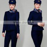OEM Supply Woman Airplane Work Wear Blue Air Hostess Uniform thumbnail-1