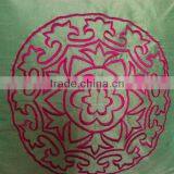 Decorative Pillow Cover in Green, Sofa Toss, Throw Pillow, Pink Embroidery, thumbnail-4