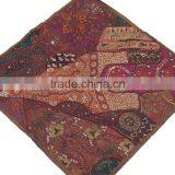 Chocolate Ethnic Floor Cushion India Euro Handmade Embellished Sari Pillow Case thumbnail-2