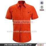 Short Sleeve Slim Fit Chinese Red Casual Shirt thumbnail-1