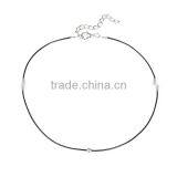 New Fashion Black Wax Cord Silver Tone Choker Necklace thumbnail-3