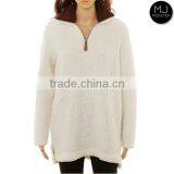 Factory Wholesale Women Sherpa Fleece 1/4 Zip Pullover thumbnail-4