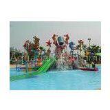 Fiberglass / Steel Pipe Water Slides , Valves Kids' Water Playground For Water Park thumbnail-1