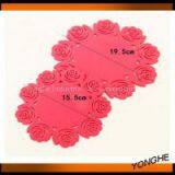 15.5cm red rose shape hollow out vinyl coasters