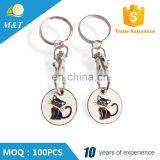 2016 factory supply cheap custom cat trolley token keychain