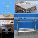 Italian Carrara white marble vanity top with metal leg