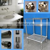 hotel bathroom vanity unit, stainless steel frame, sink bracket