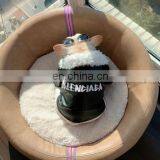 Punk Bulldog Leather Jacket Fat Dog Lamb Fur Collar Black Coats PU Clothes thumbnail-3