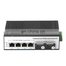 DIN Rail Ethernet Switch Industrial Grade Gigabit 4 Ports RJ45+2 Ports Fiber