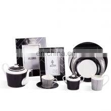 Nordic Black Creative Line Ceramic Coffee Mug Tea Cup Dinner Plate Porcelain For Top Table Ware thumbnail-1