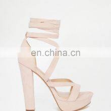 Ladies High Heeled Platform Lace up Sandals Shoes thumbnail-1