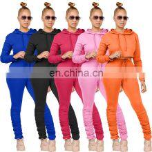 Factory Wholesale Custom Spring and Summer Fashion Sports and Leisure Women's Hooded Sweater Slim Pants Sports Suit thumbnail-2
