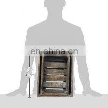 Set of 2 Country Rustic Finish Wood Storage Crate Decorative Tray Carrier Boxes w Handles thumbnail-3