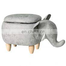 Animal Stool Series Upholstered Ride-on Storage Ottoman Footrest Stool With Vivid Adorable Animal-Like Features (Grey Elephant)