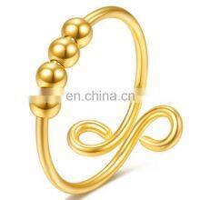 Copper Simplicity Women Adjustable Finger Anti Beaded Sterling Silver Fidget Rings Anxiety thumbnail-2