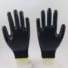 Black Polyester Knitted Black Nitrile Palm Coated Safety Work Gloves for Construction Workplace Workshop Plant Workers Wearing thumbnail-2