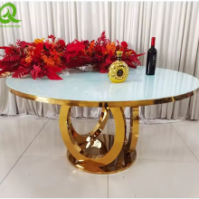 Simple Modern Golden Color Stand With Slate Top Dining Table Luxury Furniture For Hall And Living Room Decoration thumbnail-4