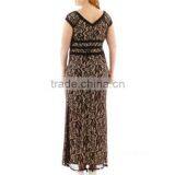 2015 Plus Size Women Cap-Sleeve Lace Mermaid Gown thumbnail-2