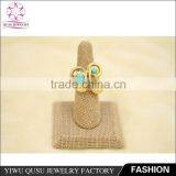 2015 Yiwu New Products Gold Plated Ring With Rhinestone and Green Plastic Beads thumbnail-1