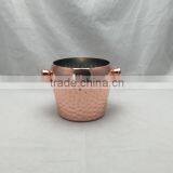 2L Hammered 304 Stainless Steel Bucket, Copper Plated Ice Bucket, Ice Cooler Ice Pail, Beer Bucket thumbnail-1