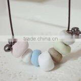Fashion Natural Stone Necklace Multi Color Beads Pendant Necklace Teenagers Necklace thumbnail-4