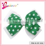 Ireland classical design clover ribbon bow hair clip for adult hair bow grips (SYC-0032)