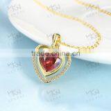 18 karat gold necklace jewelries with heart zircon for women