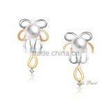 China Wholesale Fashion Pearl Earring, 18K Gold Freshwater Pearl Jewelry With Diamond thumbnail-1